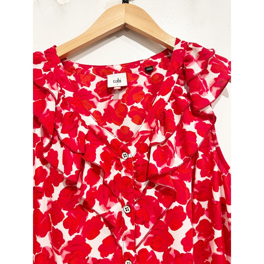 Cabi Pink Rosy Ruffle Sleeveless Blouse Size Small - Picture 5 of 10